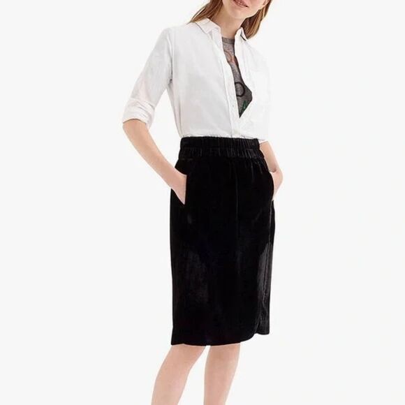 Jcrew nwt velvet pull-on midi skirt with pockets size  M - Picture 2 of 10